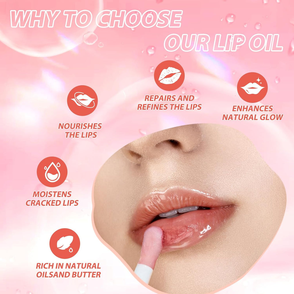 Lip Oil,No-Sticky Gloss Lip Balm Lip Care,Fruit Flavoured Lip Oil For Dry Lip's Moisturizing Hydrating And Nourishing (Strawberry+Coco)